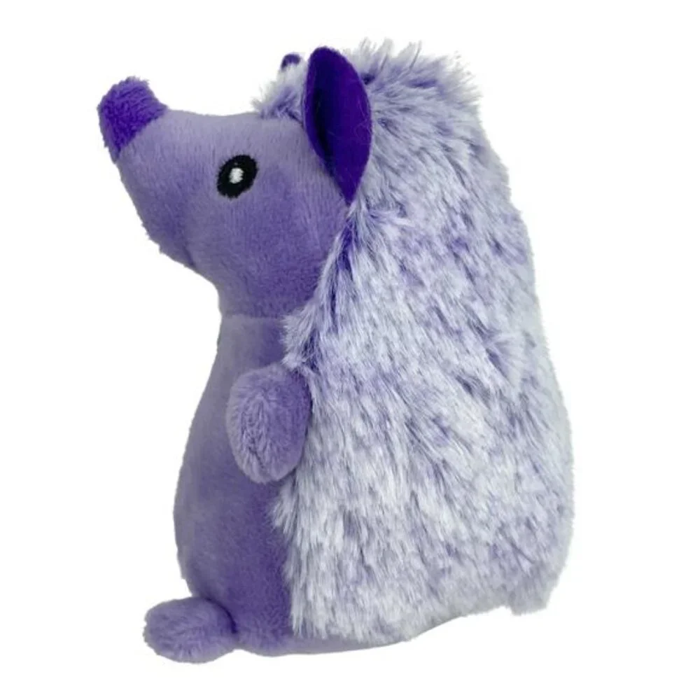 Multipet Mini Pet Plush Hedgehog Small Dog Toy with Squeaker, Purple
